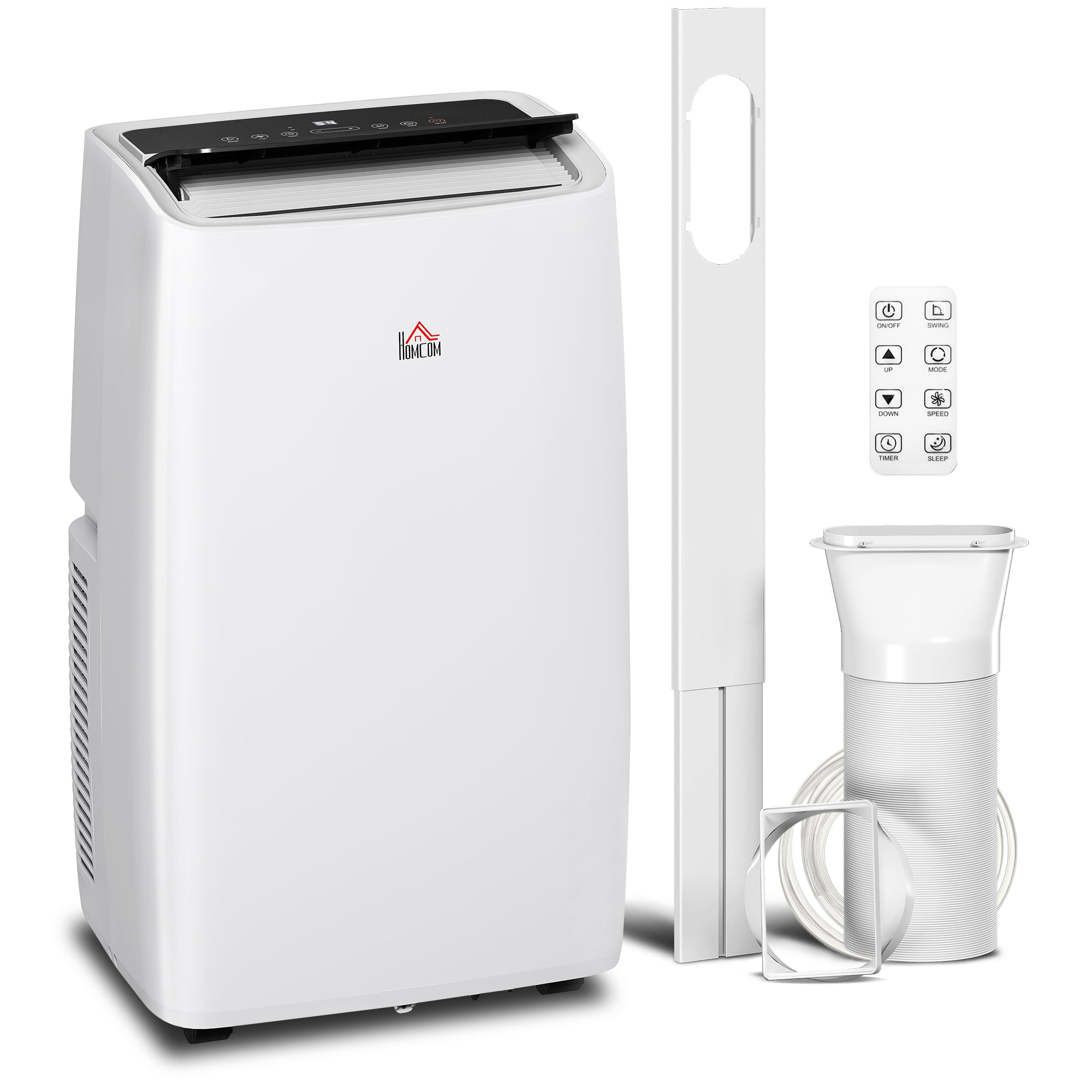 HOMCOM Portable Air Conditioner 14000 BTU, 4-in-1 Air Conditioning Unit, Dehumidifier, Cooling, Fan, Sleep Mode with 3 Speeds, Remote Control, LED Display, 24H Timer, Window Kit, Children Lock, 40m²